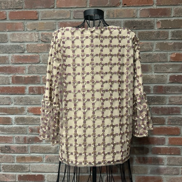 Calvin Klein Gold & Purple Design Over Tan Lining Size Large - Picture 2 of 8